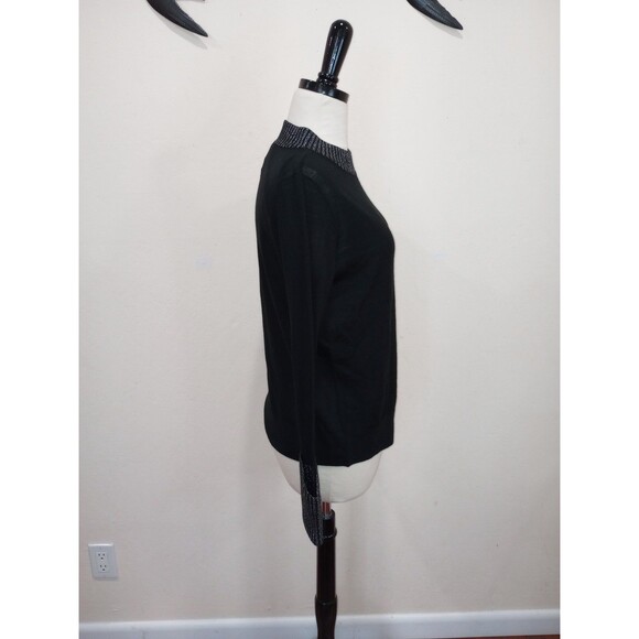 NEW! Club Monaco Wool Blend Black & Silver Metallic Sweater - L - $129 - Picture 4 of 12